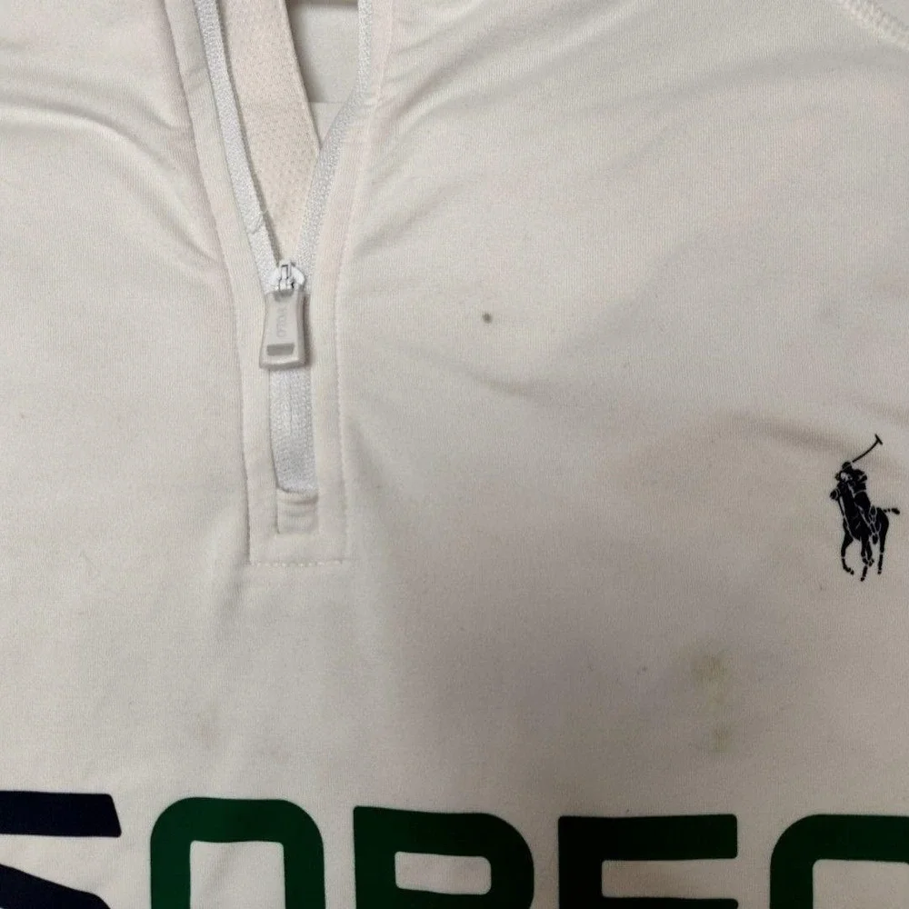 Polo Ralph Lauren Pullover‎ Mens XL White US Open Golf Mock Neck 1/4 Zip Tennis